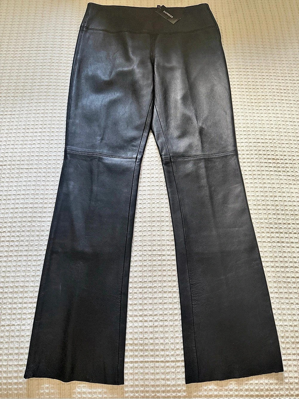 Genuine Leather Flare Pants Black Medium